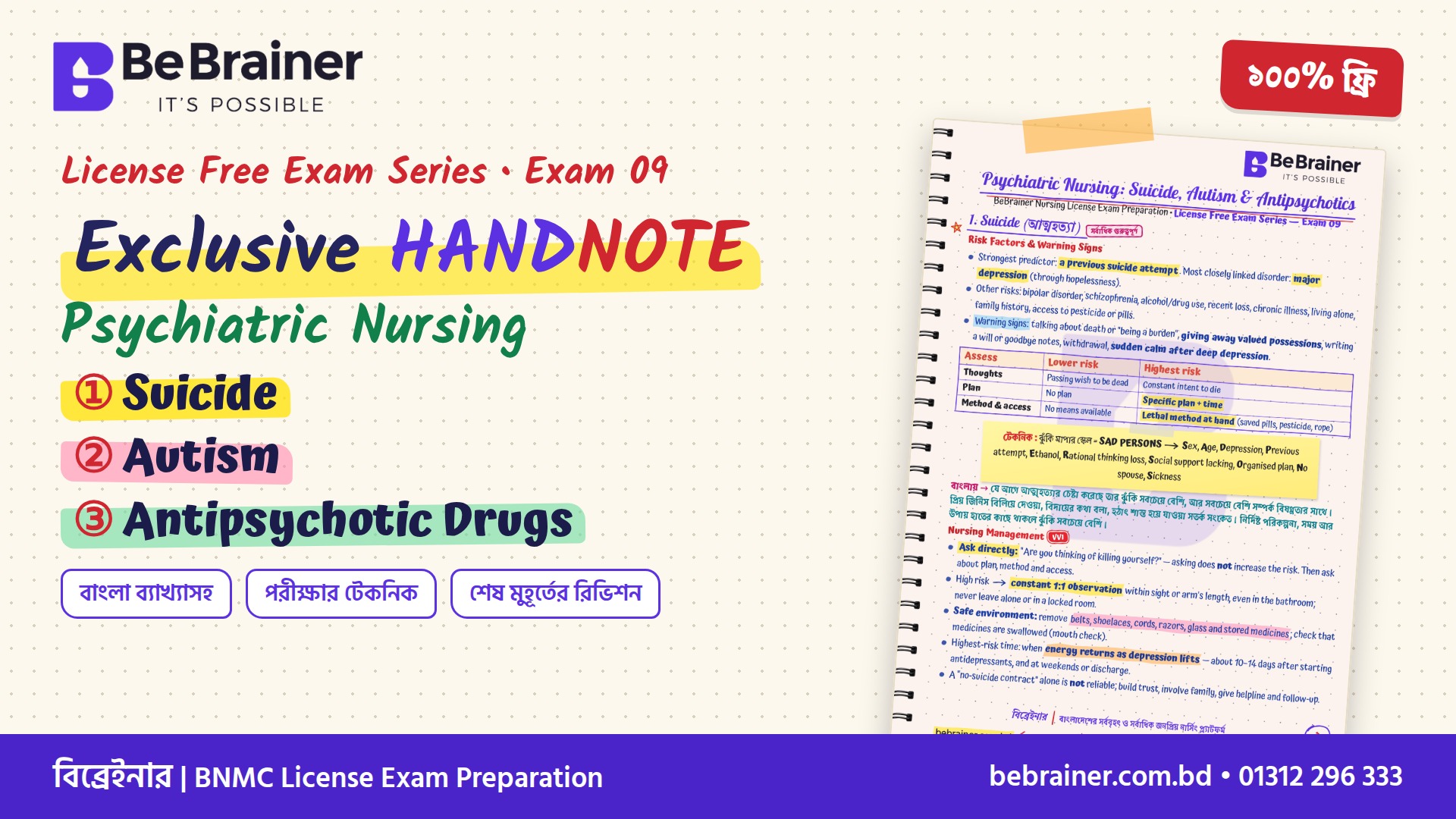 PDF 09। License exam Exclusive Hand note। Psychiatric Nursing (Suicide, Autism, Antipsychotic drug)