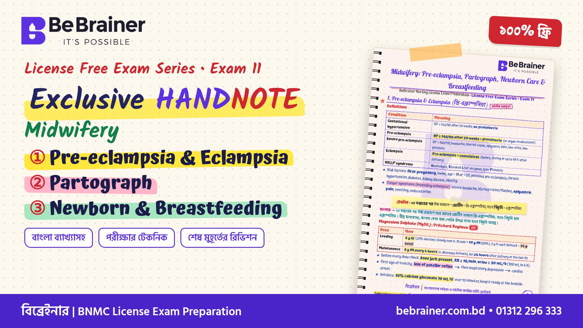 PDF 11: License Free Exam: Midwifery-Pre-eclampsia, Partograph, Newborn & Breastfeeding