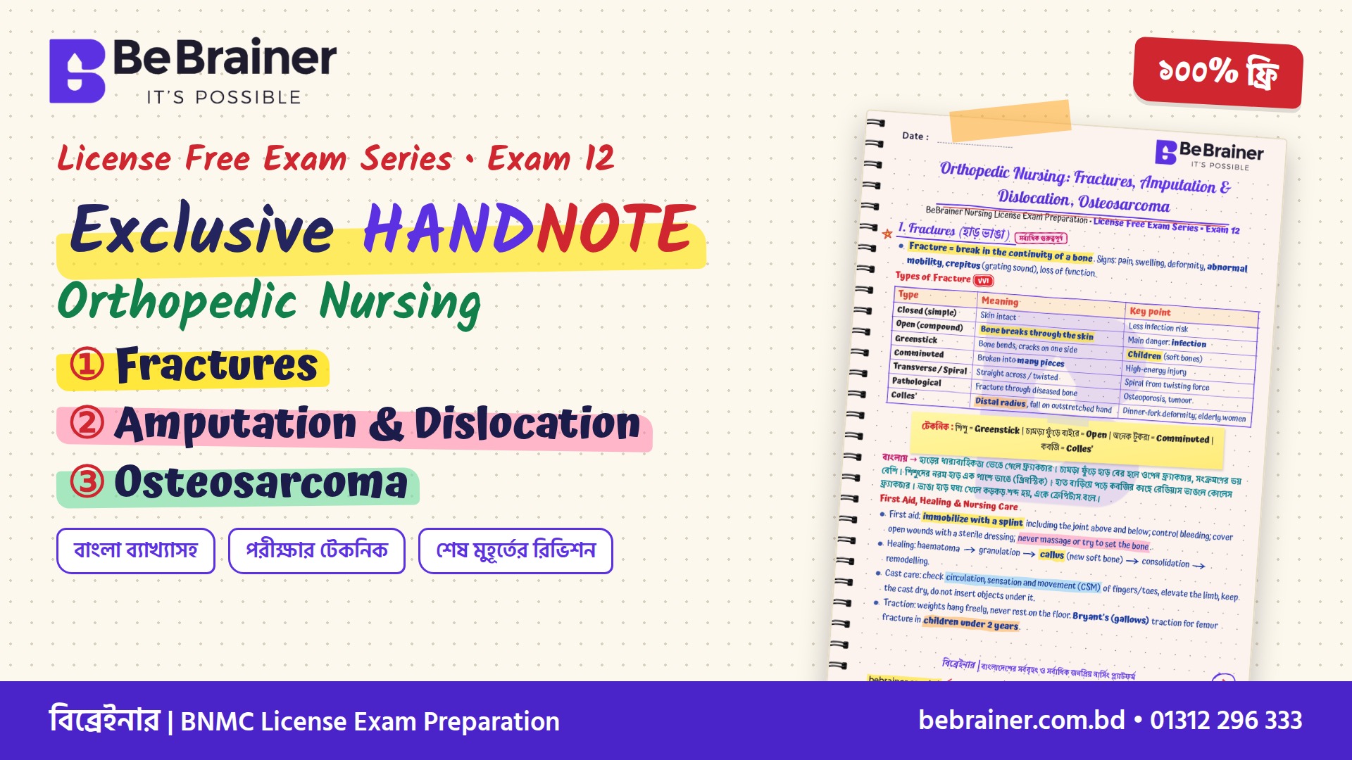 PDF 12। License exam 12 Exclusive Hand note। Orthopedic Nursing